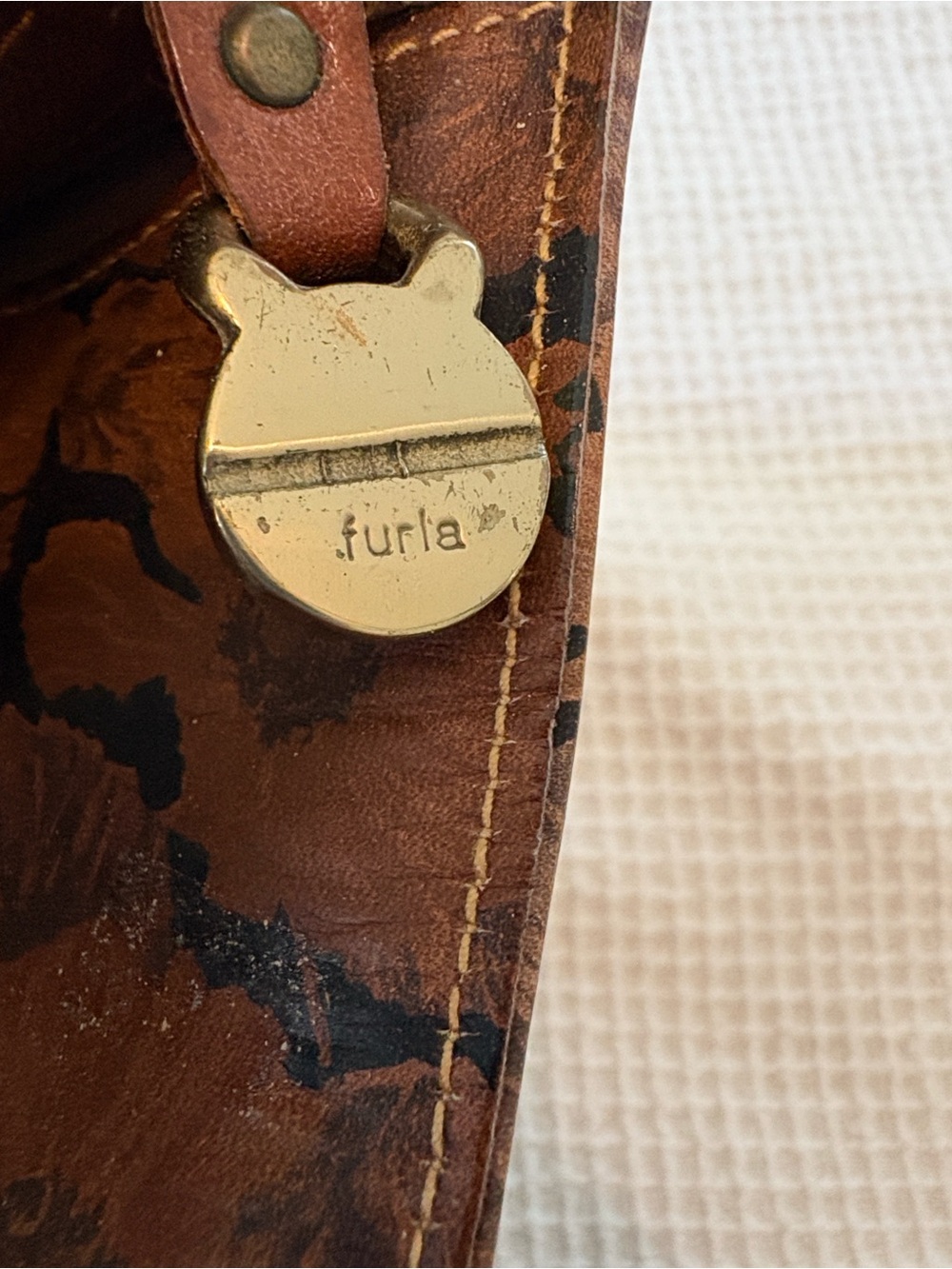 Vintage Furla Floral Tote in Brown & Black - Picture 8 of 8
